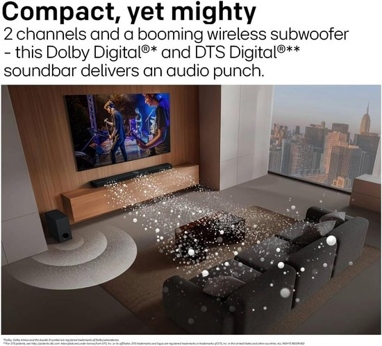 Soundbar Systeem - Home Audio - Film Geluid - 2.1 Kanaals Geluid - Wandmontage - Grijs — afbeelding 4