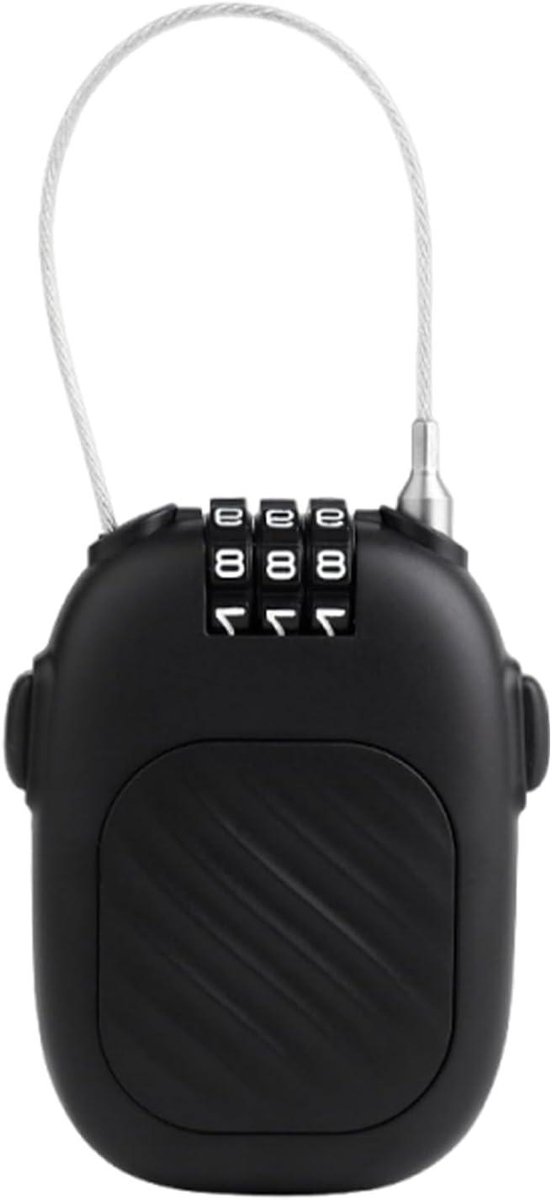 Combinatieslot - Kabel slot - Bagage beveiligen - Intrekbaar staalkabel - 36 cm kabel - Zwart
