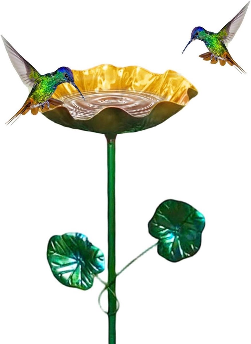 Vogelbad Bloemenvoeder - Voederbak Tuin - Vogels Voederen - IJzeren Vintage Design - 66 cm hoog - Oranje