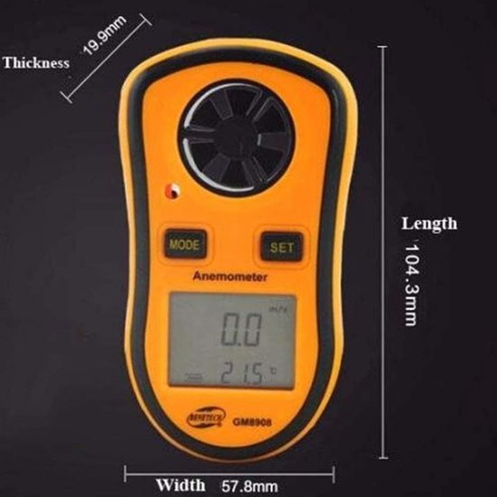 Anemometer Windmeter - Windmeter Windkracht - Windmeten Buiten - Nauwkeurige Meting - 0-30m/s - Grijs — afbeelding 3