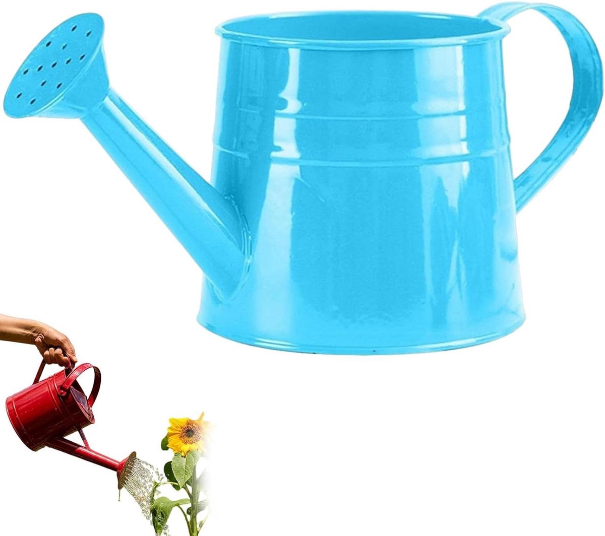 Metalen Gieter - Blikken Sproeier - Planten Verzorgen - Roestbestendig Staal - 1 Liter - Blauw
