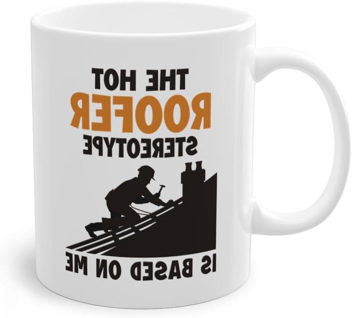 Specialist Koffiemok - Dakdekker Mok - Ochtendkoffie Genieten - Uniek Dakdekker Design - 330 ml - Wit