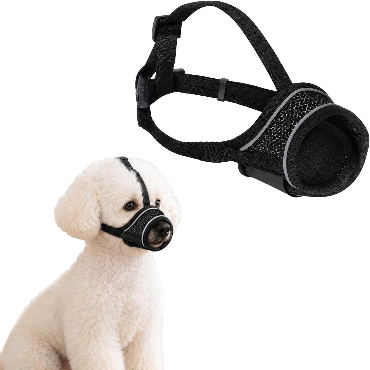 Honden Muilkorf - Snuitmand Hond - Gedragscontrole Hond - Ademend Mesh - S 15-18 cm - Zwart