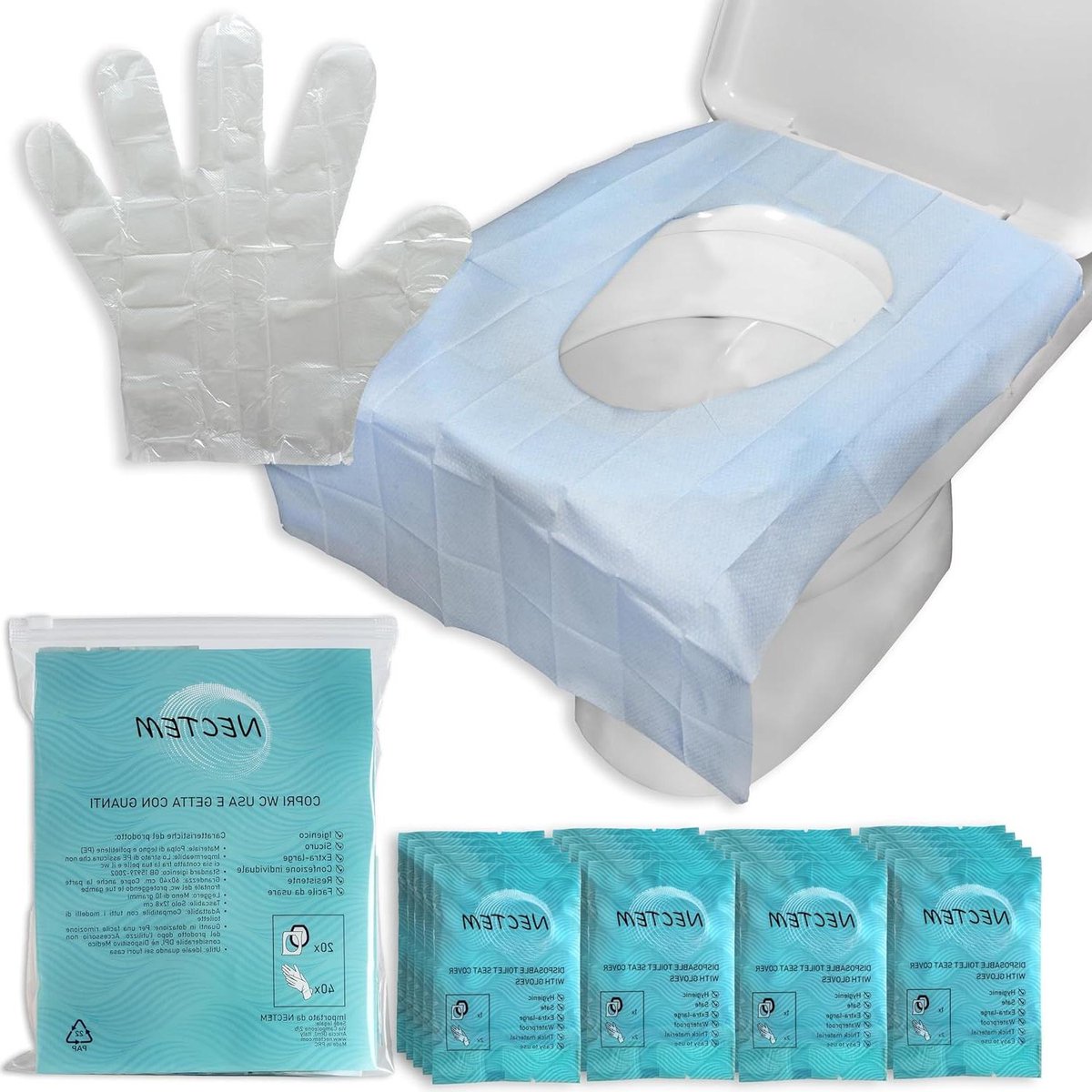 Wegwerp WC Brilhoezen - Toilet Brilbeschermers - Hygiënisch Reizen - Extra Groot en Waterdicht - 60 x 40 cm - Wit