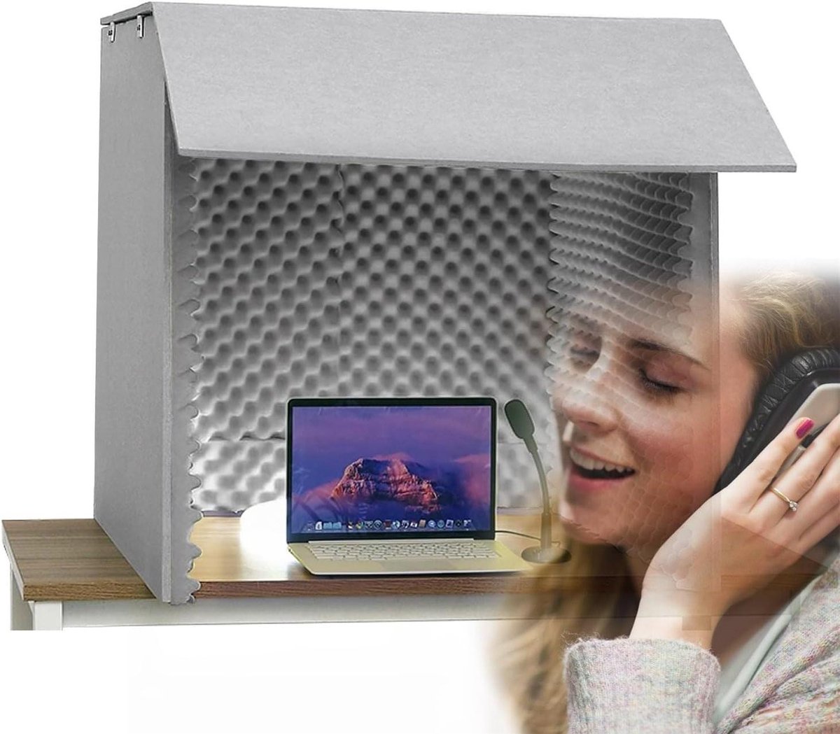 Geluiddichte Cabine - Opname Studio - Zelf Opnemen - Semi-Gesloten Ontwerp - 80x80x80cm - Blauw