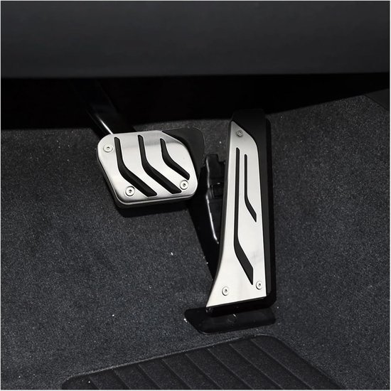 Autopedaal Hoezen - Pedaal Covers - Verbeterde Grip - Roestvrij Staal Rubber - LHD MT - Zilver Zwart — afbeelding 2