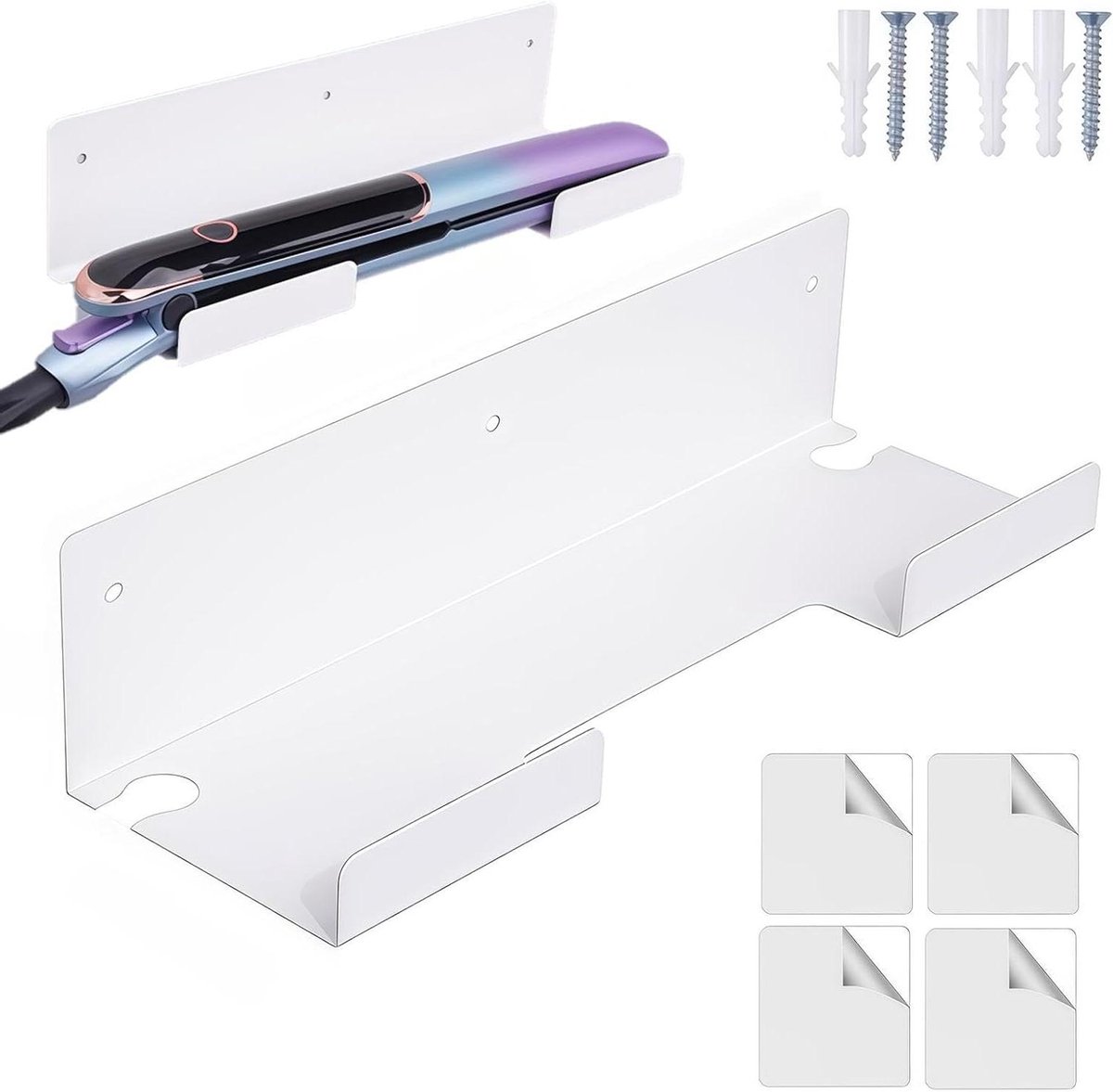 Stijltang Houder - Haarstyling Organizer - Badkamer Organiseren - Wandmontage Ontwerp - 25 x 8 x 6 cm - Acryl