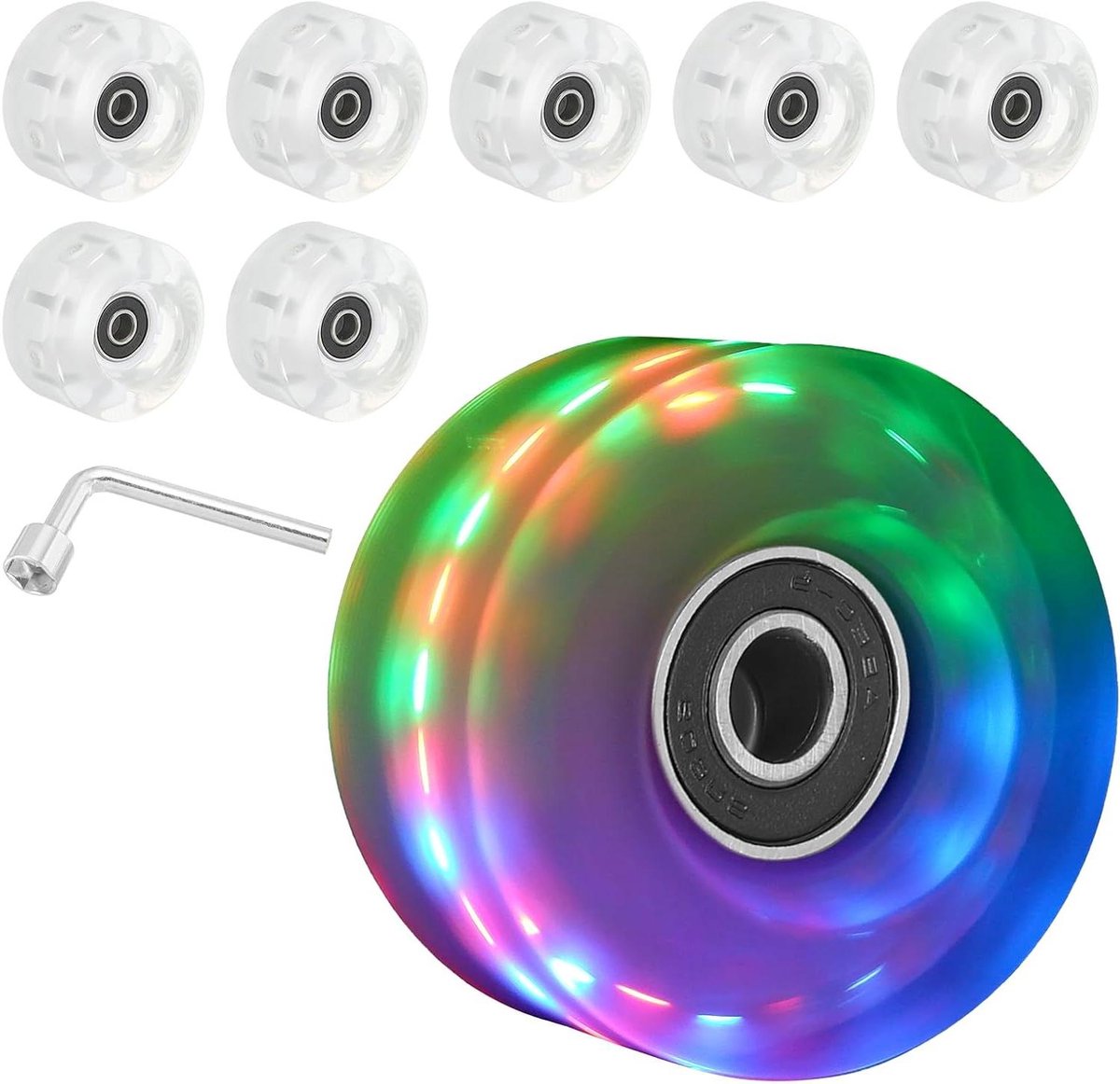 Rolschaats Wielen Set Cruiser Wielen Skateboarden Onderhoud Ingebouwde Knipperlichten 8 Pack 58mm Meerkleurig