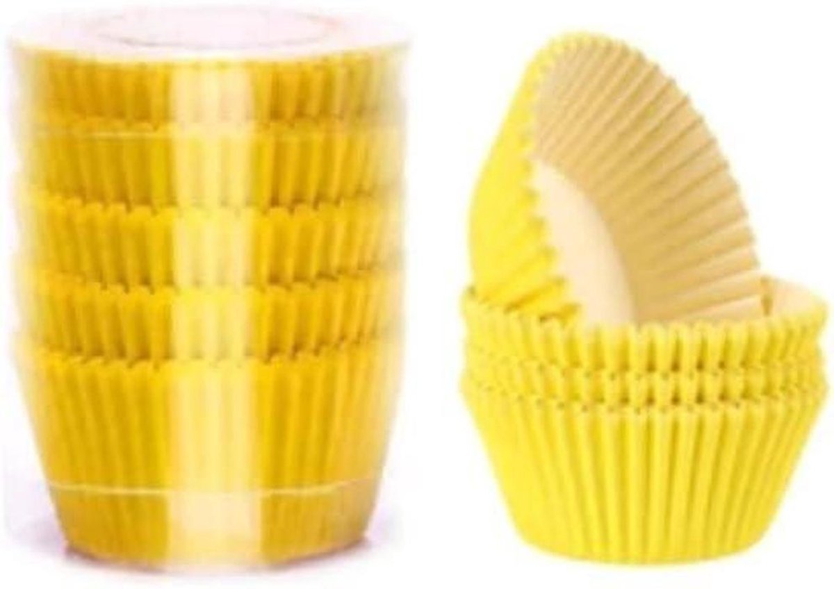 Muffin Cupcake Papier - Bakvormpjes - Taarten Versieren - Wegwerp Ontwerp - 100 Stuks - Geel