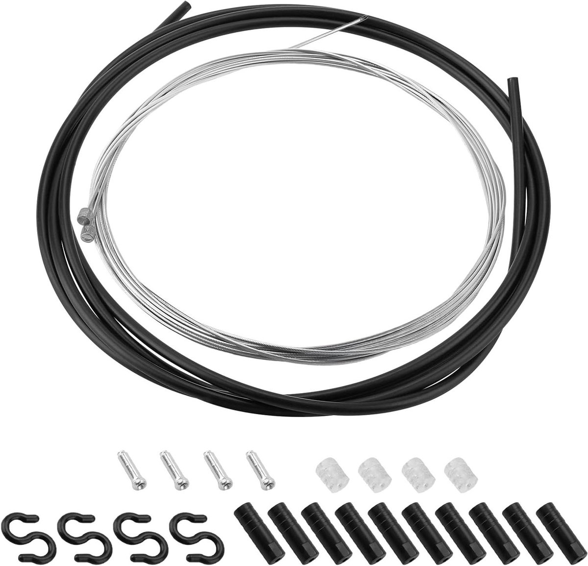 Fiets Versnellingskabel Set - Schakelkabels Fiets - Fiets Onderhoud - Universele Vervanging - 2 Meter Kabel - Zwart