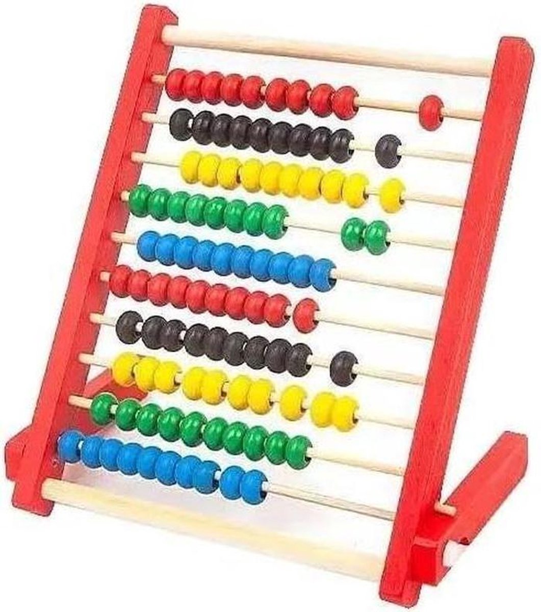 Houten telraam - Rekenrek peuter - Leren rekenen - Veel plezier - 20 cm - Multicolor