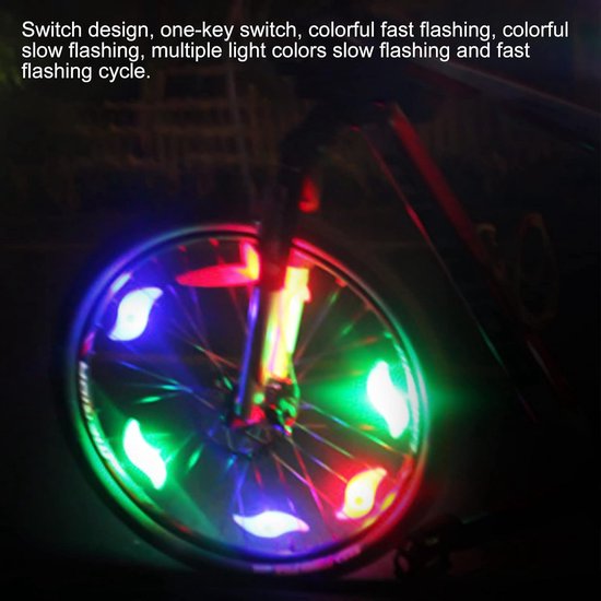 Fietsspaakverlichting LED - Wielverlichting - Nachtelijk Fietsen - Vier Verlichtingsstanden - Mini Formaat - Multicolor — afbeelding 2