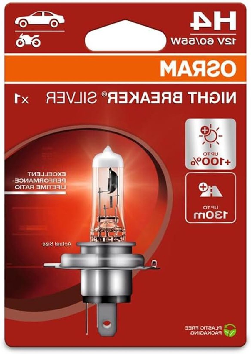 Halogeen Koplamp - Autolamp Lamp - Verkeersveiligheid Verbeteren - Tot 100% Meer Helderheid - 1 Stuks - Zilver