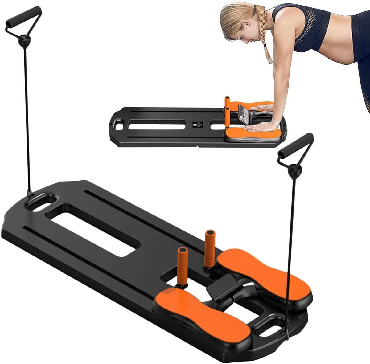 Pilates Board - Fitness Board - Core Training - Inclusief Weerstandsbanden - 102 cm Lang - Zwart