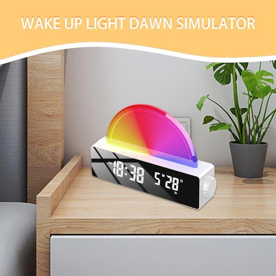 Lichtwekker - Zonsopgangsimulator - Rustig Wakker Worden - Geleidelijke Zonsopgang - 5.2 x 13.5 x 5.2 cm - Wit Spiegel — afbeelding 3