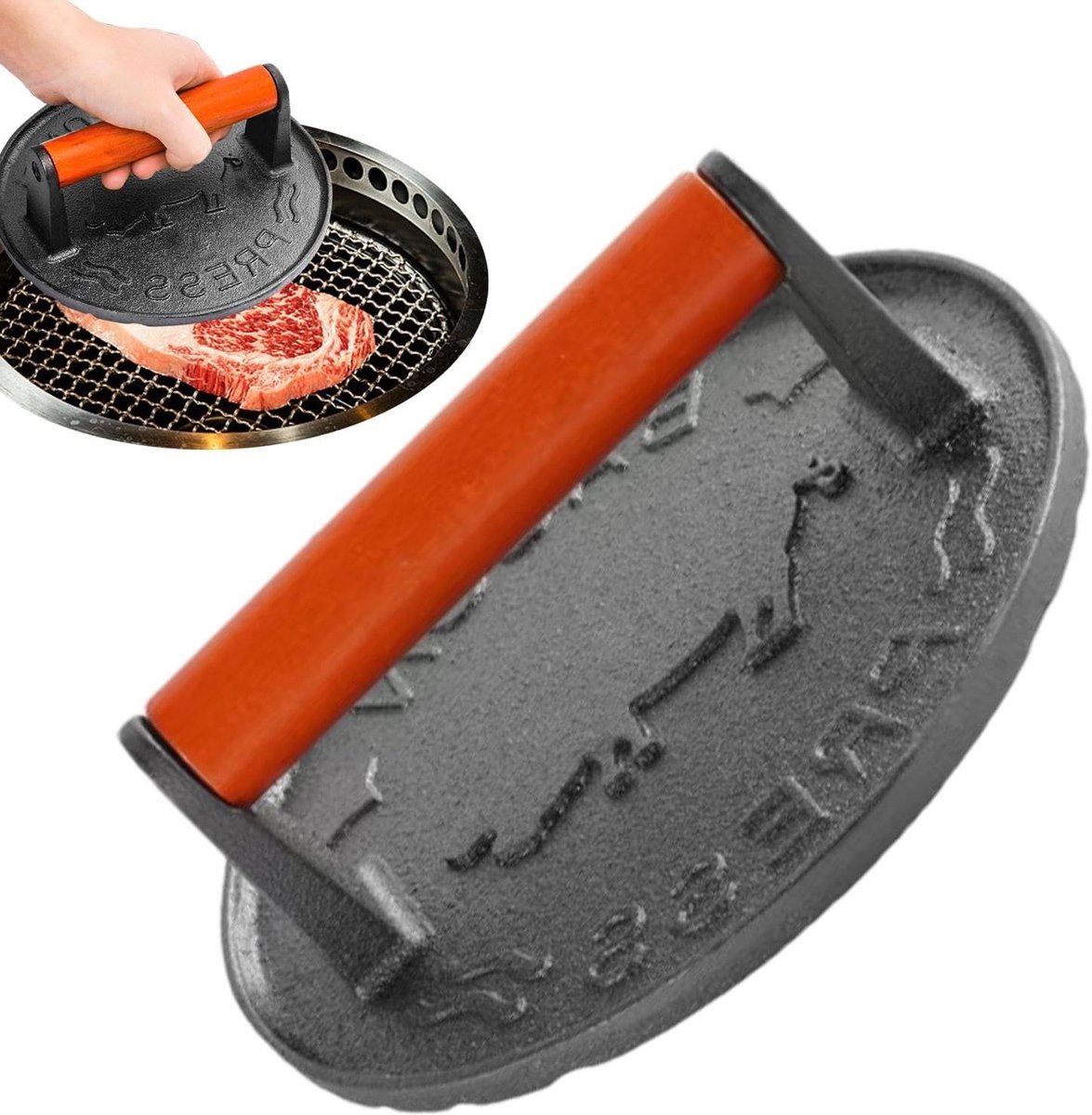 Vleespers - Burger pers - Burgers maken - Gietijzer - 20 cm - Zwart