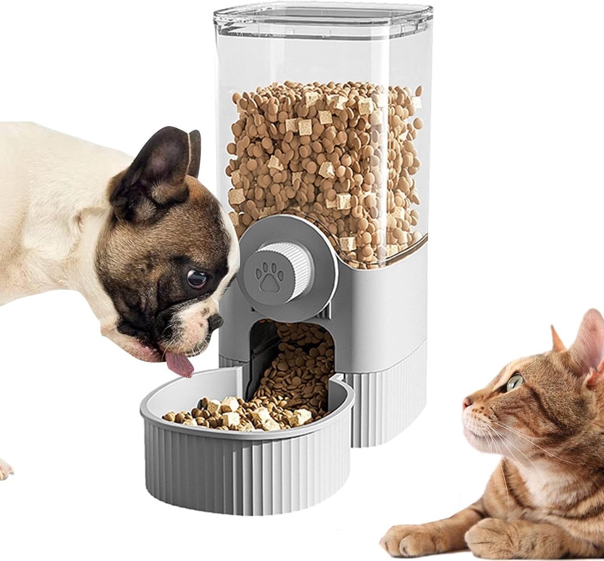 Automatische Voerbak - Huisdierdispenser Voerbak - Zelfstandig Voeren - Spatwaterdicht Ontwerp - 20x10x22cm - Grijs