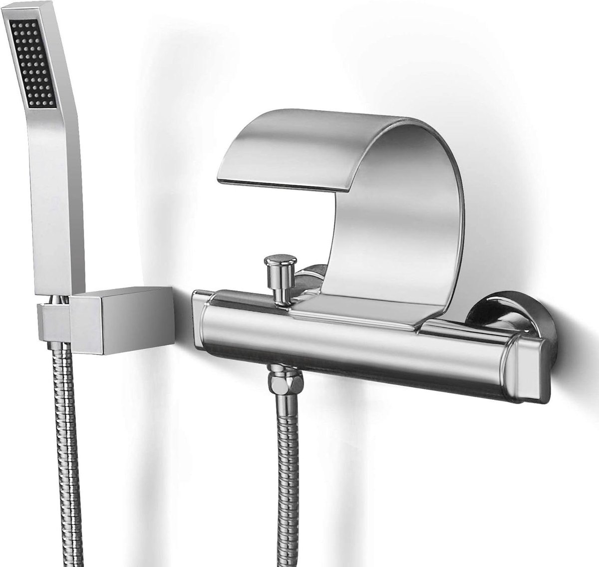 Badkraan Met Handdouche - Wandkraan Douche - Badkamer Vernieuwen - Dubbele Hendel Bedienin