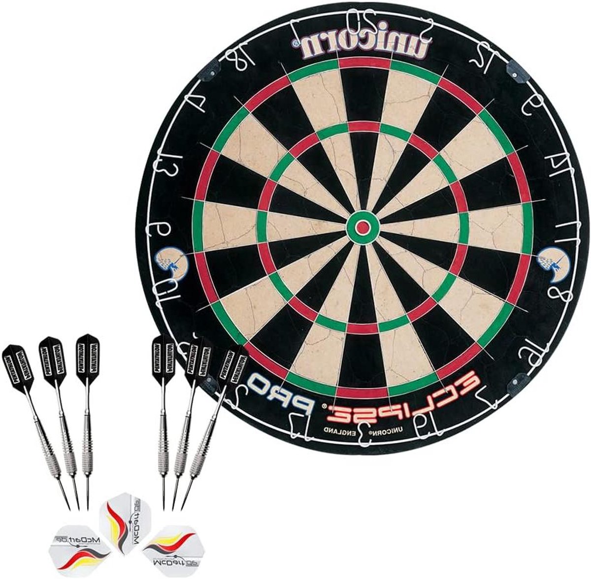 Dartbord Set - Dartbord met pijlen - Precisie Werpen - Verzonken Spider - 6 Steeldarts - Zwart