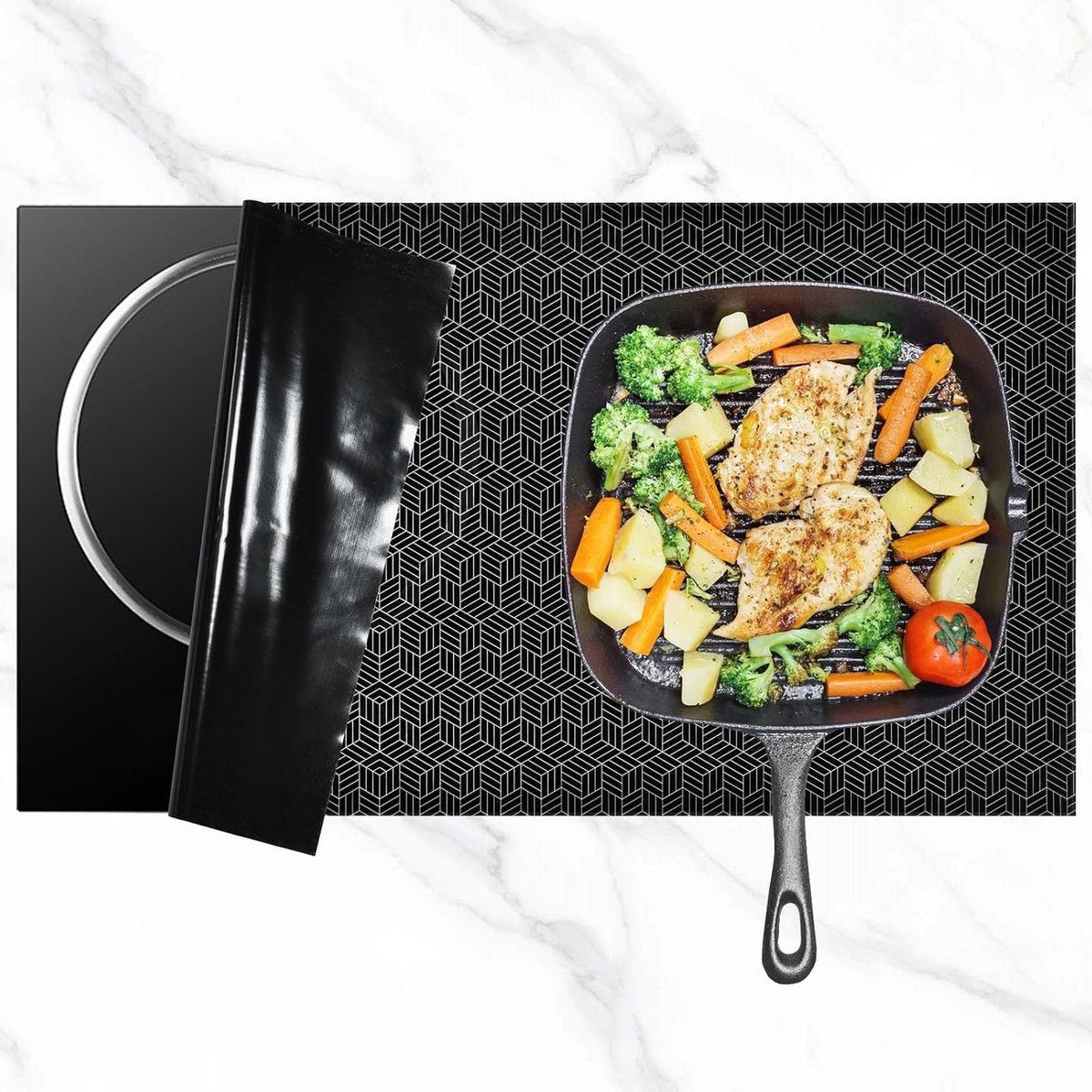 Onderlegger van zwart siliconen voor koken, bakken en bescherming van oppervlakken