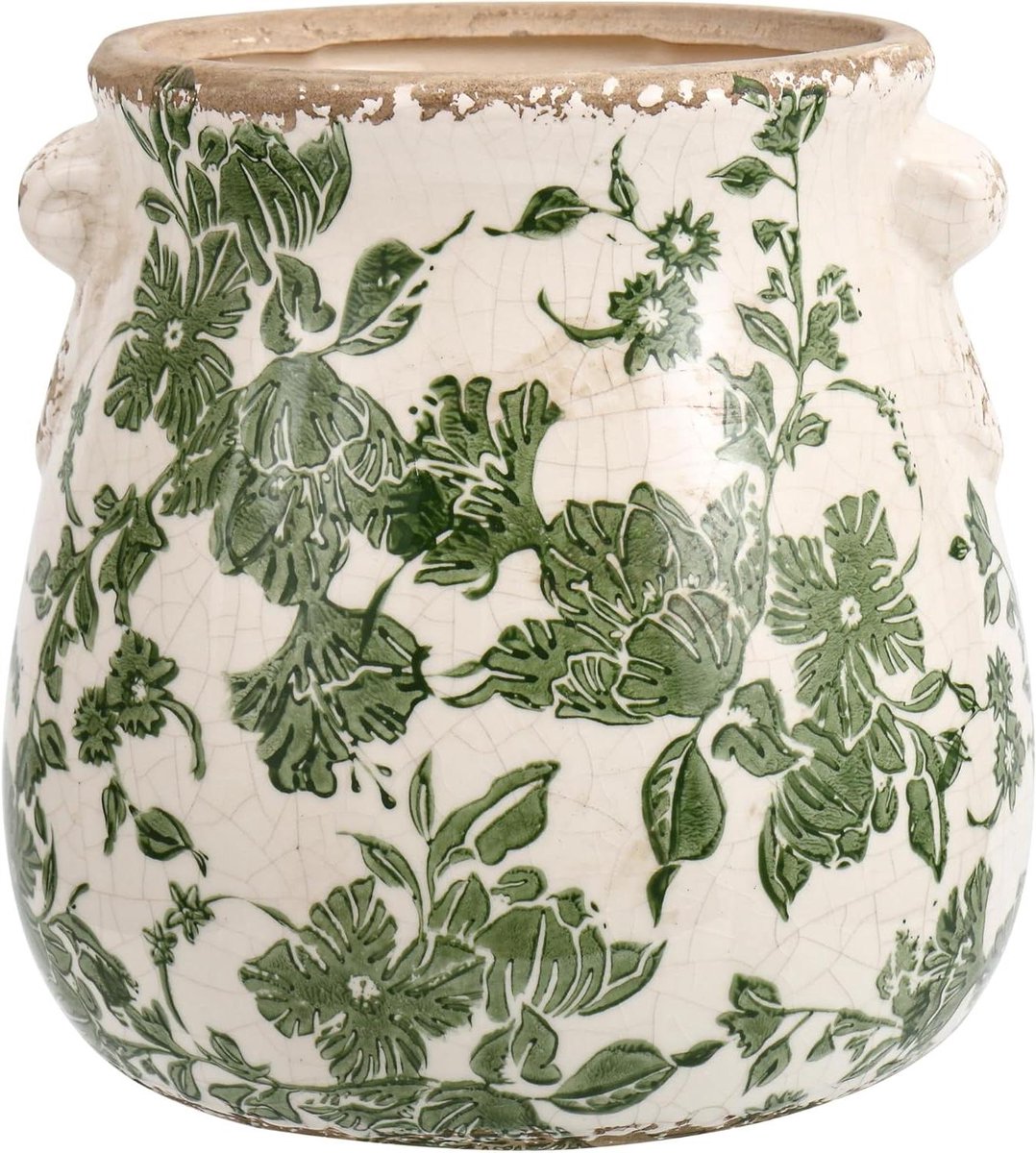 Keramische bloempot - Kamerplant pot - Planten verzorgen - Met afvoergat - 16x16x16 cm - Groen