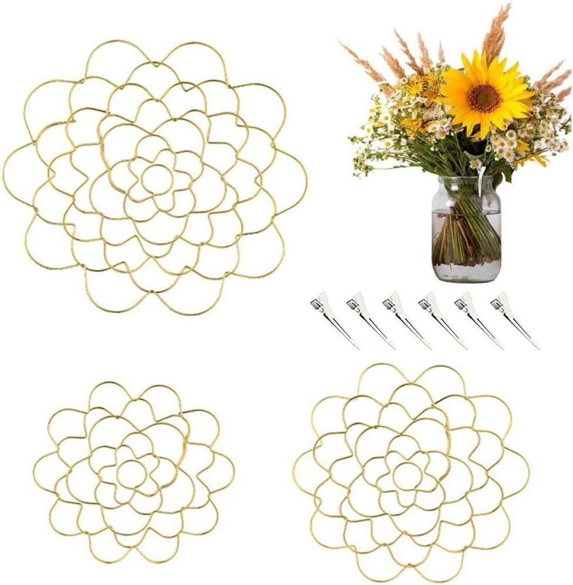 Bloemarrangement houder - Bloemenrooster organizer - Boeketten decoreren - Roestvrij staal - 3 maten - Brons