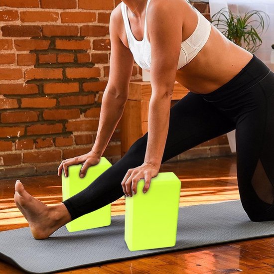 Yogablokken Set - Schuimstenen - Balans Verbeteren - Hoge Dichtheid Schuim - 23x15x7.6cm - Groen — afbeelding 3