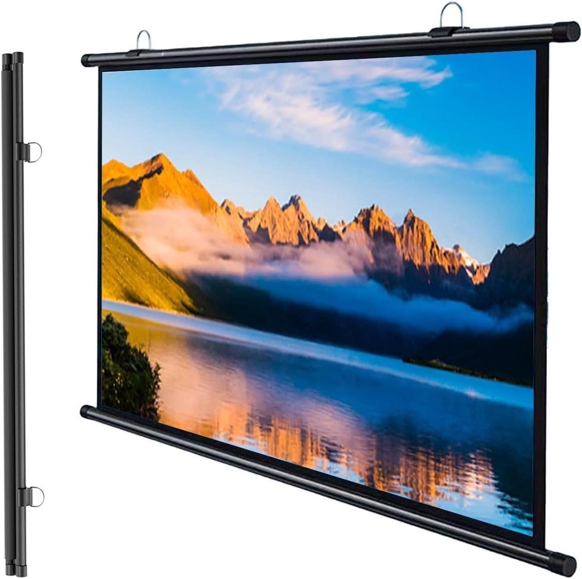 Projectiescherm - Filmscherm Beamer - Thuisbioscoop Creëren - Handmatig Neerklapbaar - 30 tot 72 inch - Zwart