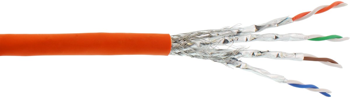 InLine® Cat.7 S/FTP Installatiekabel, CCA, PoE+, halogeenvrij, oranje, 50m