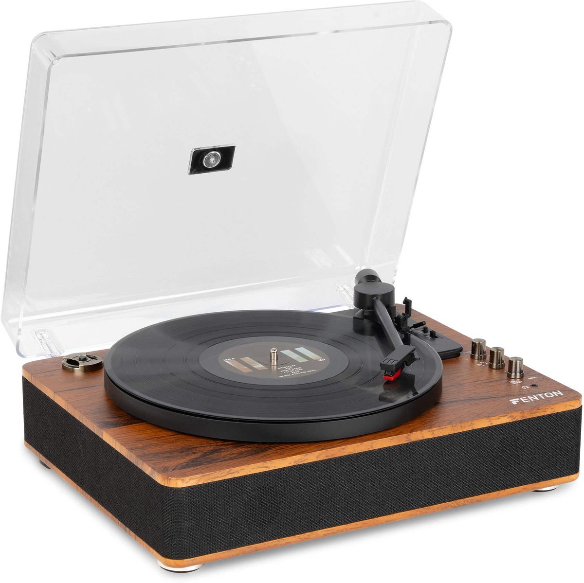 Bol.com Platenspeler Bluetooth (in/uit) - Fenton RP162D - retro platenspeler met speakers (stereo) en mp3 speler - Donkerbruin aanbieding