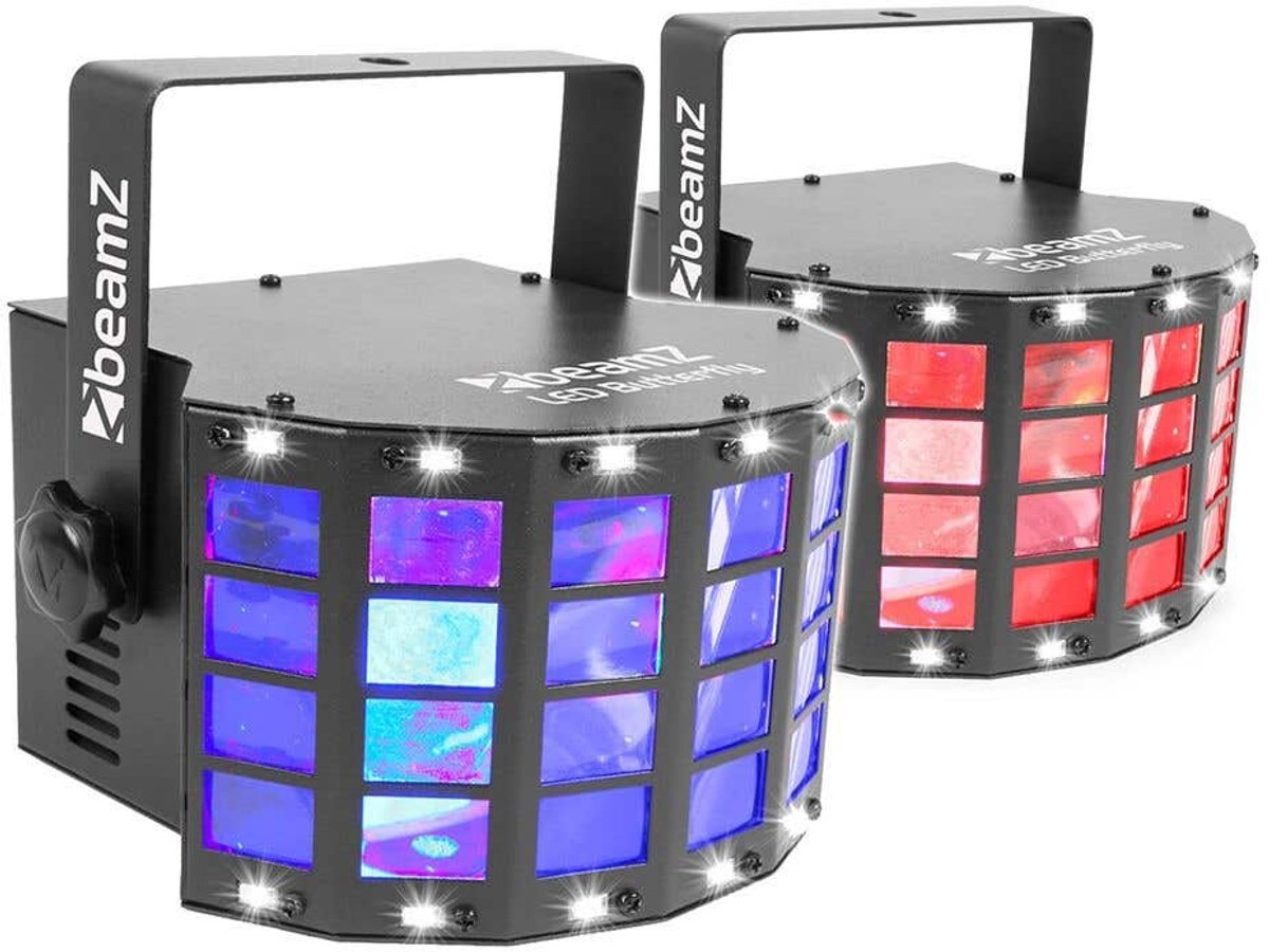 BeamZ set van 2 LED Butterfly discolampen met LED stroboscoop 2-in-1 lichteffect
