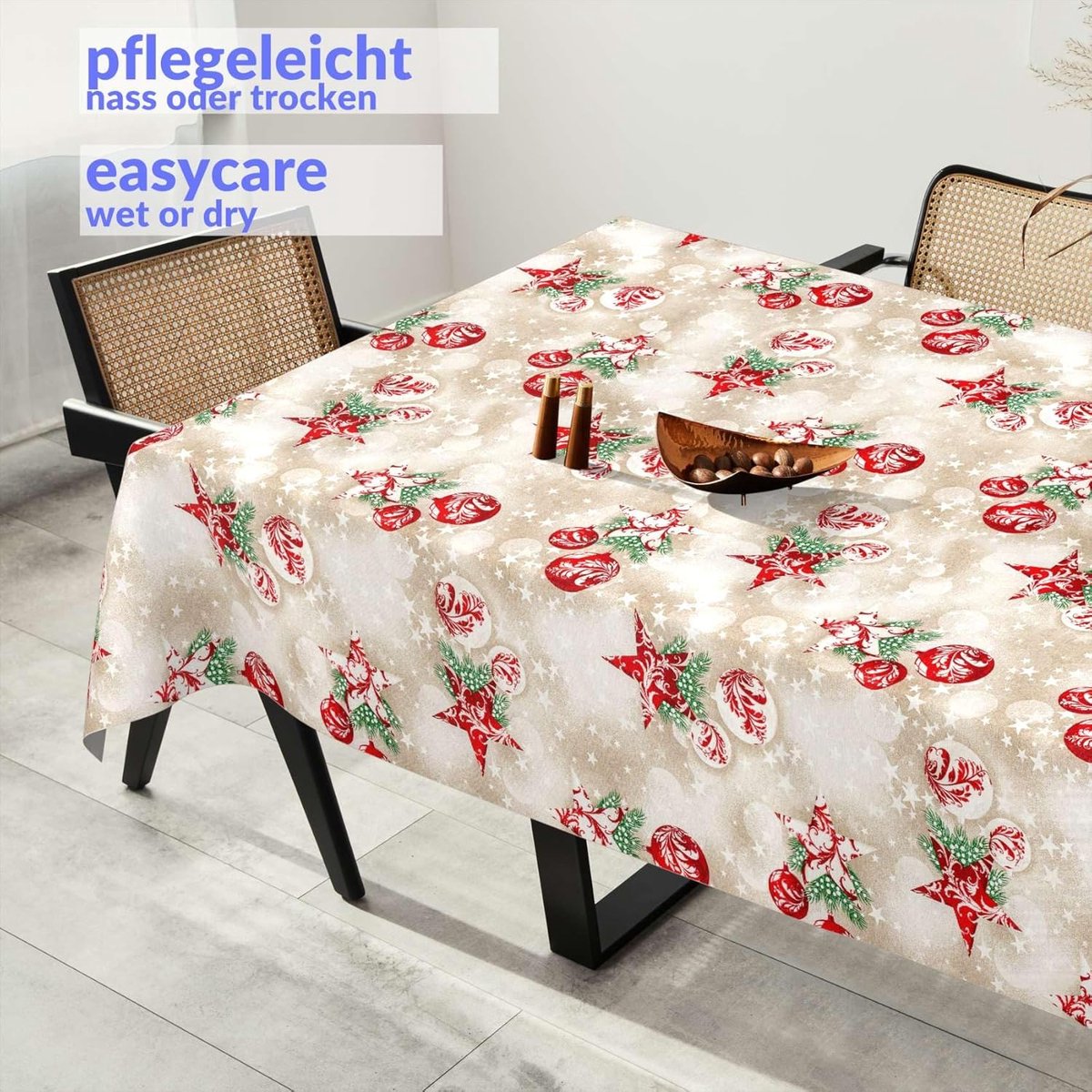 Waterafstotend Stoffen Tafelkleed Katoen Polyester Kerstrood 240x140 cm Binnen Buiten