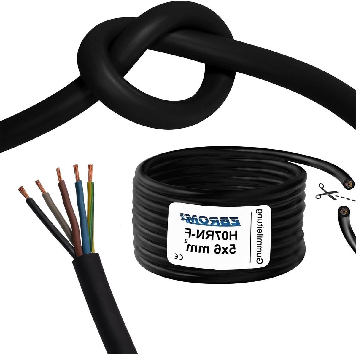 Rubberen kabel - Verlengkabel bouwplaatskabel - Apparaten Aansluiten - H07RN-F 5G6 - Precisie op de meter - Groen