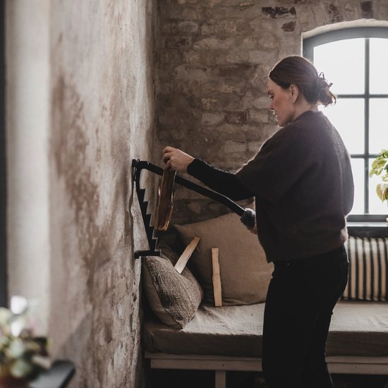 Stikkan - Houtklover voor aanmaakhout + Fluffen schapenvacht handgreep - Beige — afbeelding 3