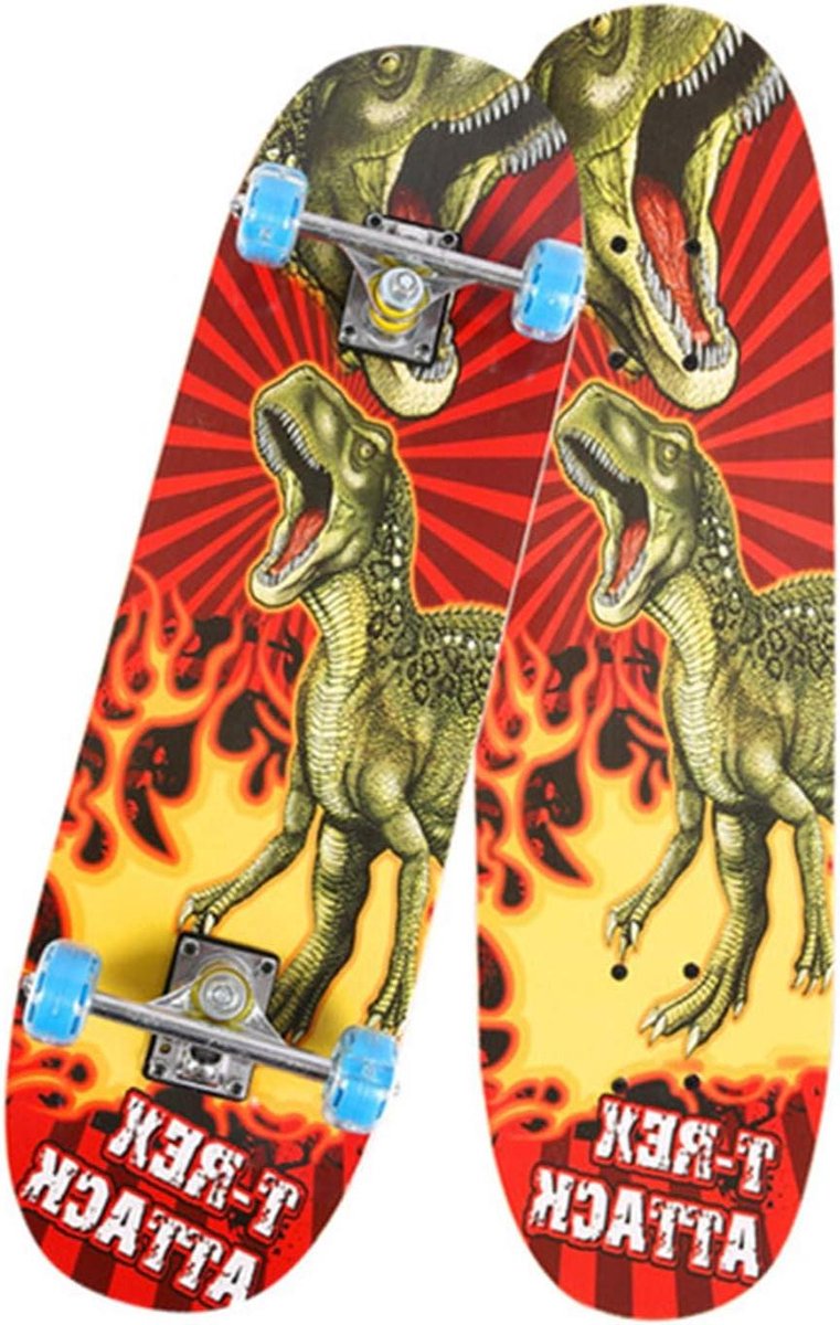 Compleet Skateboard Beginner Board Outdoor Cruisen Oplichtende Wielen 31×8 Inch Dinosaurus