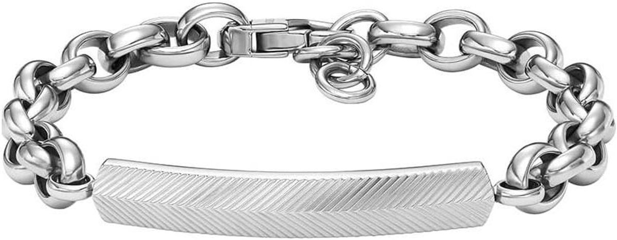 Heren Armband - Stalen Armband - Dagelijkse Stijl - Fijn Geëtst Design - null - Zilverkleurig