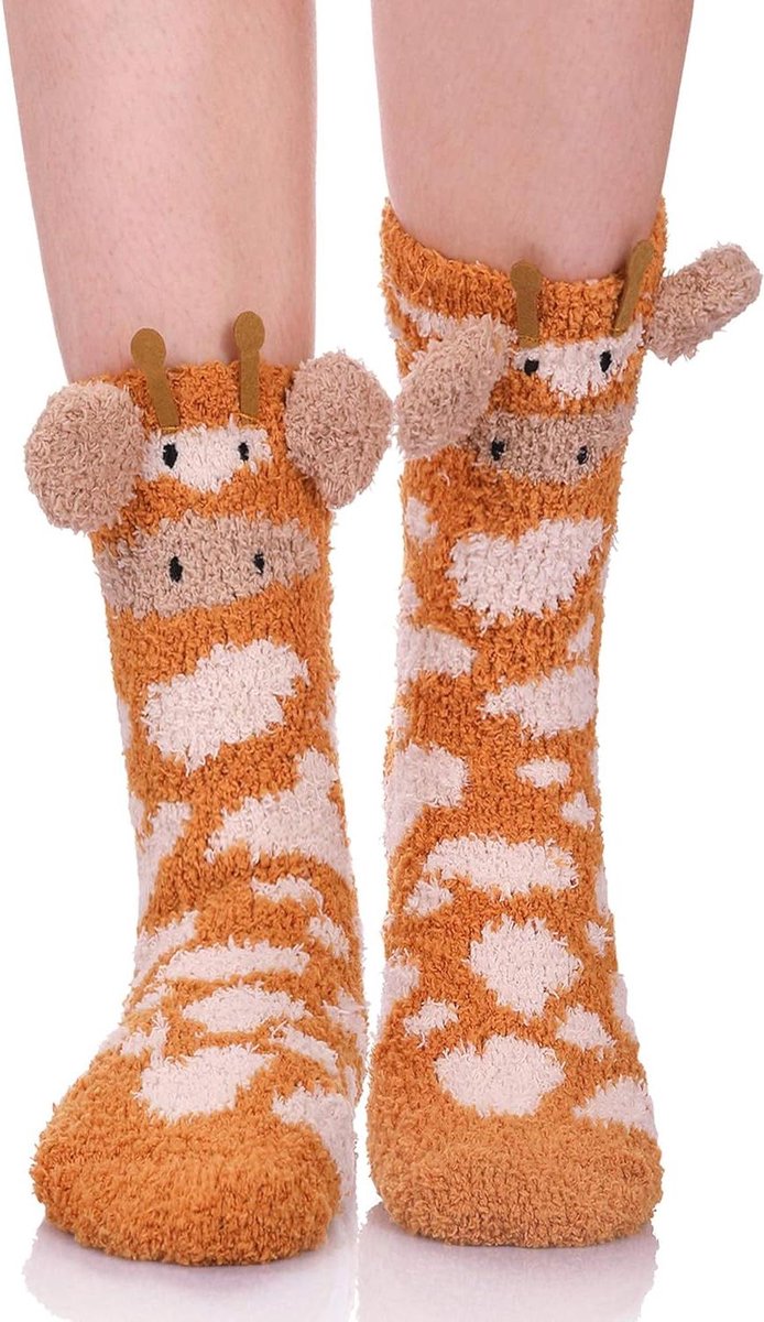 Fuzzy Sokken Dames - Huissokken Pluche - Warmte Thuis - Schattig Dierontwerp - One Size - Multi