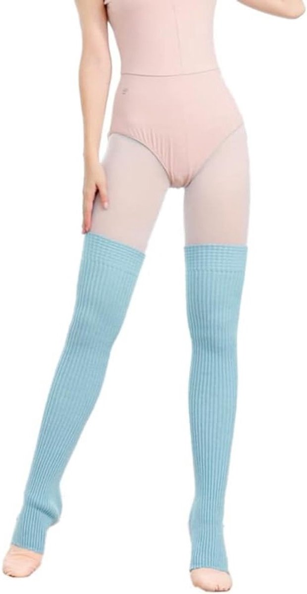 Lange Legwarmers van 75 cm voor Dames - Warme Overknees en Kousen voor Ballet, Fitness en Yoga in Lichtblauw