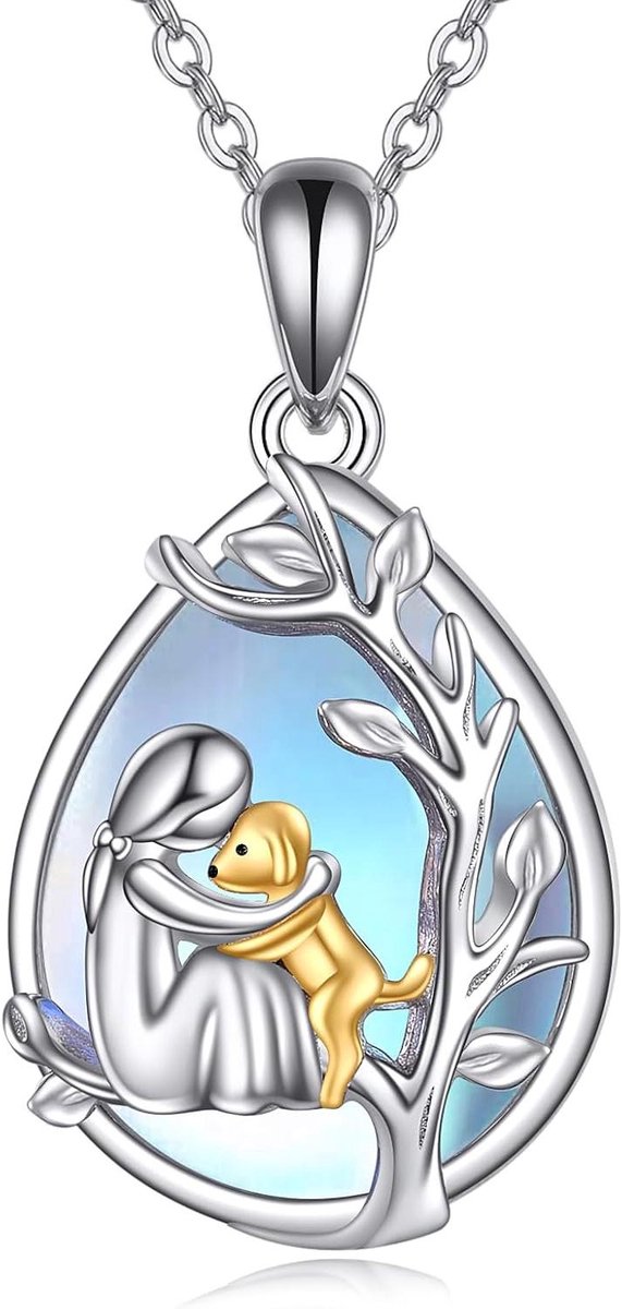 Honden Hanger - Zilveren Ketting - Cadeau Geven - 925 Sterling Zilver - 7 x 7 x 1.8 cm - Zilverkleurig