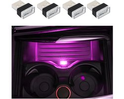Auto Interieur Sfeerlamp - Mini LED Lamp - Sfeer Creëren - USB Plug-and-Play - 4 stuks - Roze