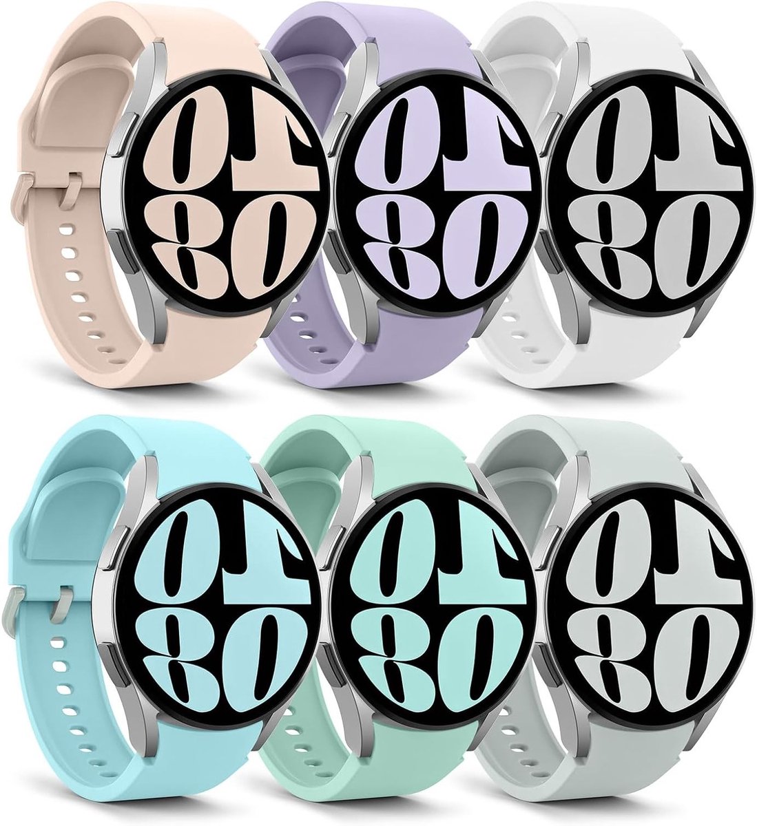 Zachte siliconen vervangende band voor Samsung Galaxy Watch 7, 6, 5 en 4 - Waterdicht en zweetbestendig, Multikleurige opties beschikbaar, 40 mm en 44 mm