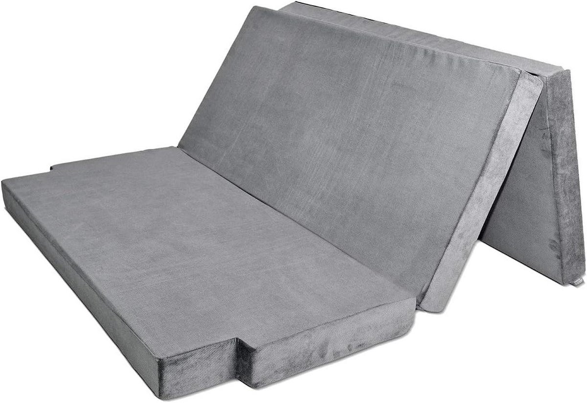 Slaapmat Vouwmatras - Kampeermatras Busmatras - Comfortabel Slapen - 10 cm Koudschuim - 200 x 150 cm - Donkergrijs
