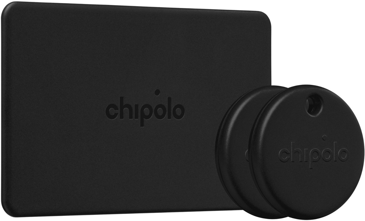 Chipolo POP + CARD Bluetooth Tracker Bundle - Zwart - Werkt met Apple Find My & Android - 120 dB + 110 dB - Sleutelvinder, Wallet Tracker & Item Finder