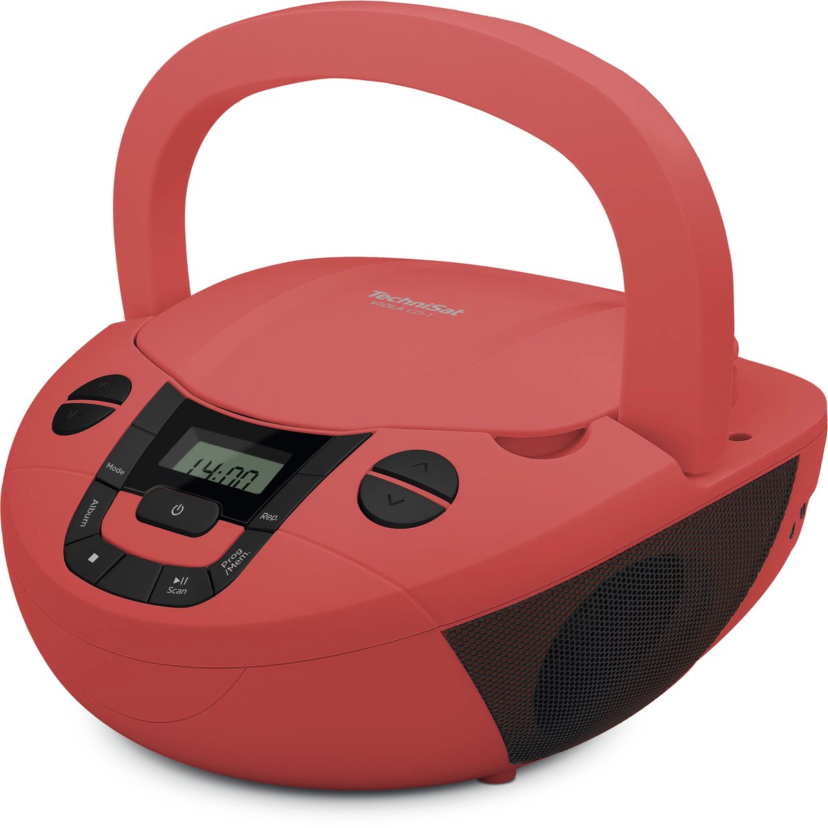 TechniSat VIOLA CD-1 - draagbare stereo cd-speler, Boombox met praktische draaggreep (radio voor kinderen, FM-radiotuner, Bluetooth-ontvangst, 2 x 1 W RMS-vermogen, net- en batterijvoeding) Rood thumbnail 2