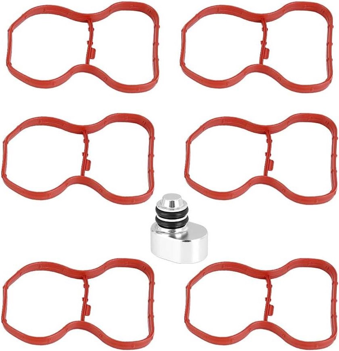 Spindelplug Set - Klep Afsluiters - Motoronderhoud - Rubberen Afdichting - 6 Stuks - Zwart