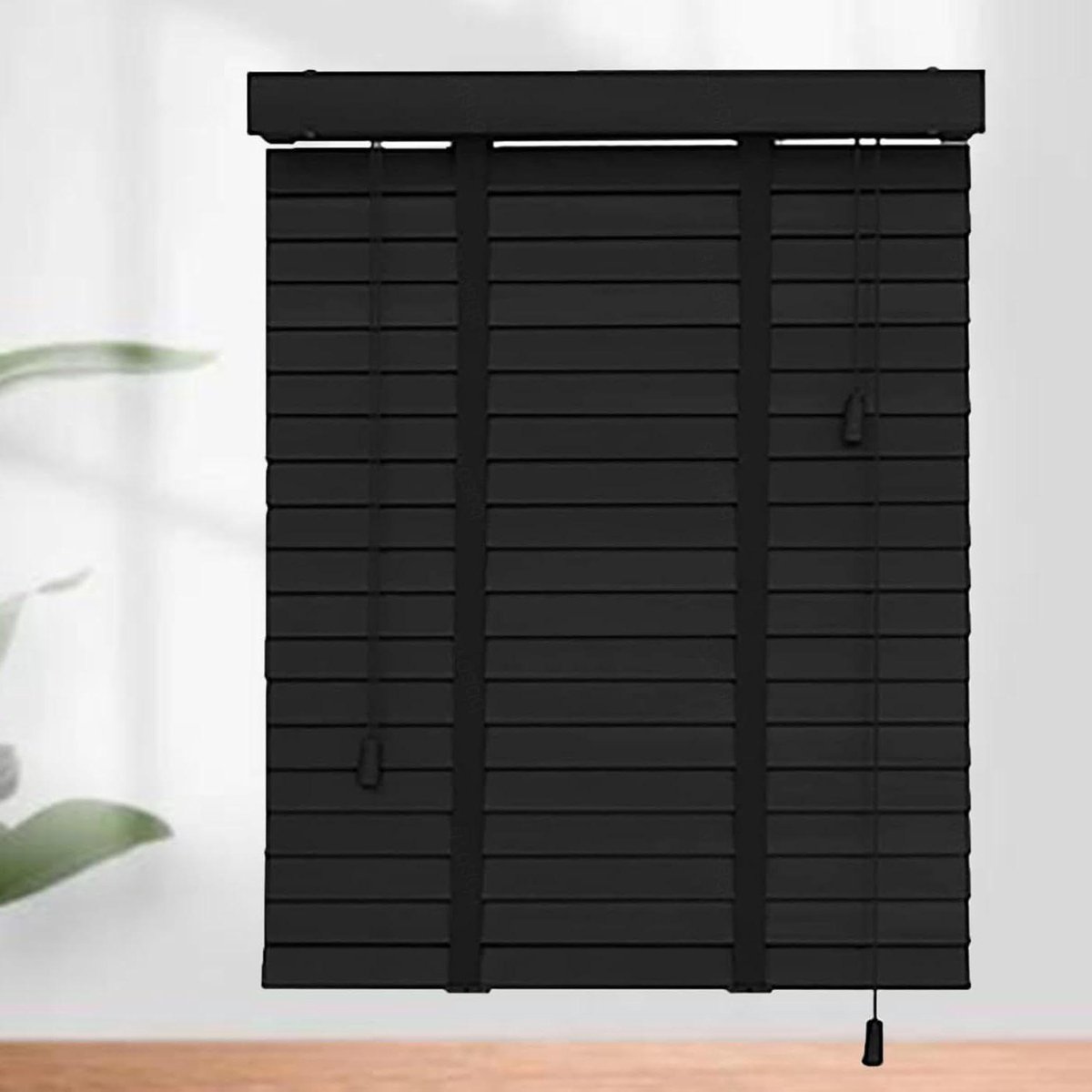 Houten Jaloezieën - Horizontale Luxaflex - Privacy en Zonwering - Natuurlijk Massief Hout - 70x175cm - Zwart