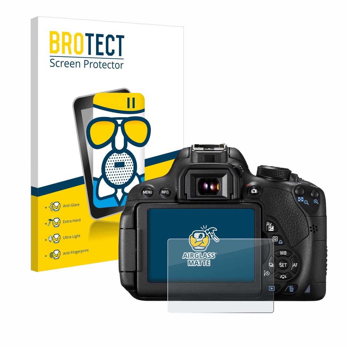 BROTECT - Screenprotector voor Canon EOS 700D - Folie Beschermfolie Beschermglas matte