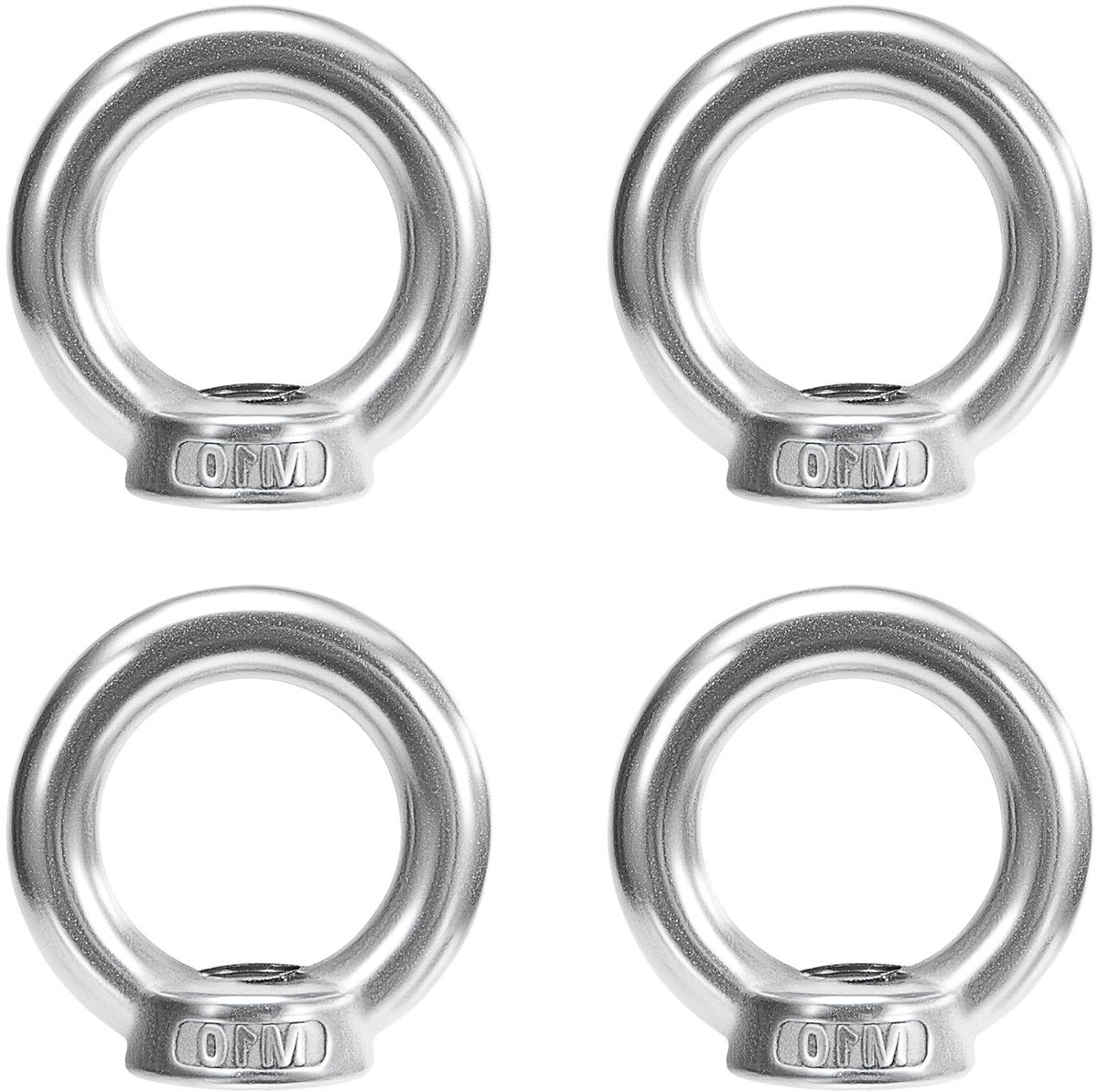 Ringmoer M10 van 304 RVS - Set van 4 Oogmoeren voor Bevestigen en Ophangen - Duurzame Hardware voor Diverse Toepassingen