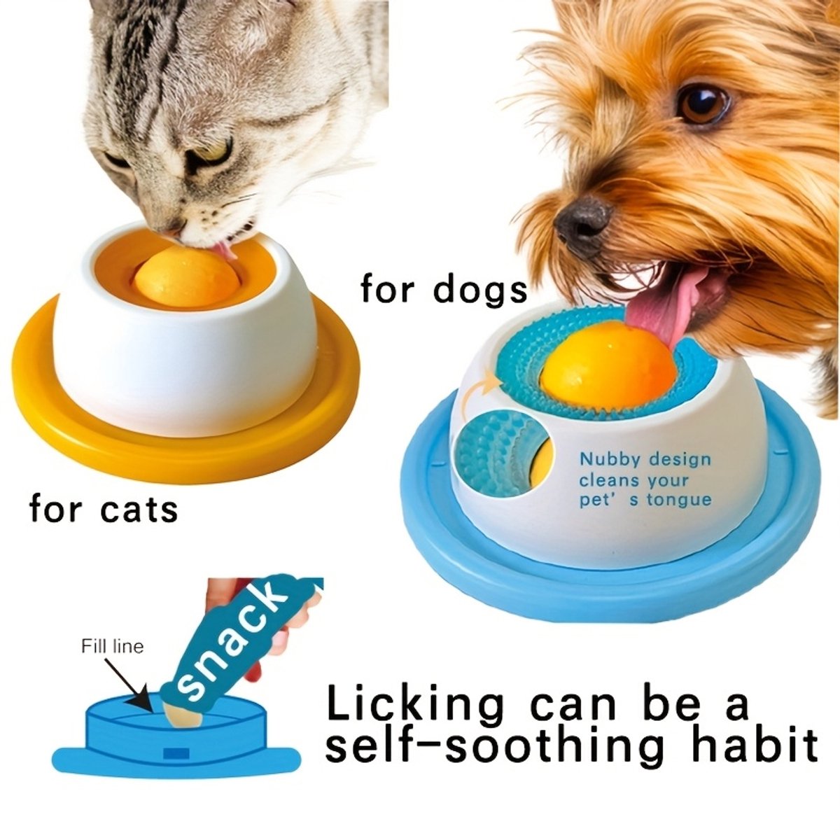 lick bowl voor honden,2 stuks, luckball gemaakt van siliconen slowvoer voor honden en katten, speelgoed voor het likken van honden en katten, slikschaal ter verlichting van angst voor puppy's en