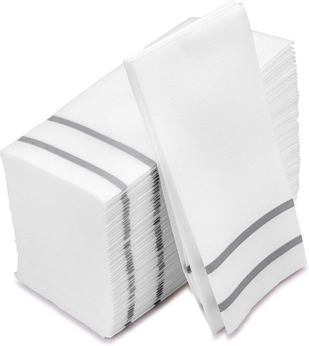 Papieren servetten - Gastendoekjes - Formeel diner - Linnengevoel - 50 stuks - Zilver